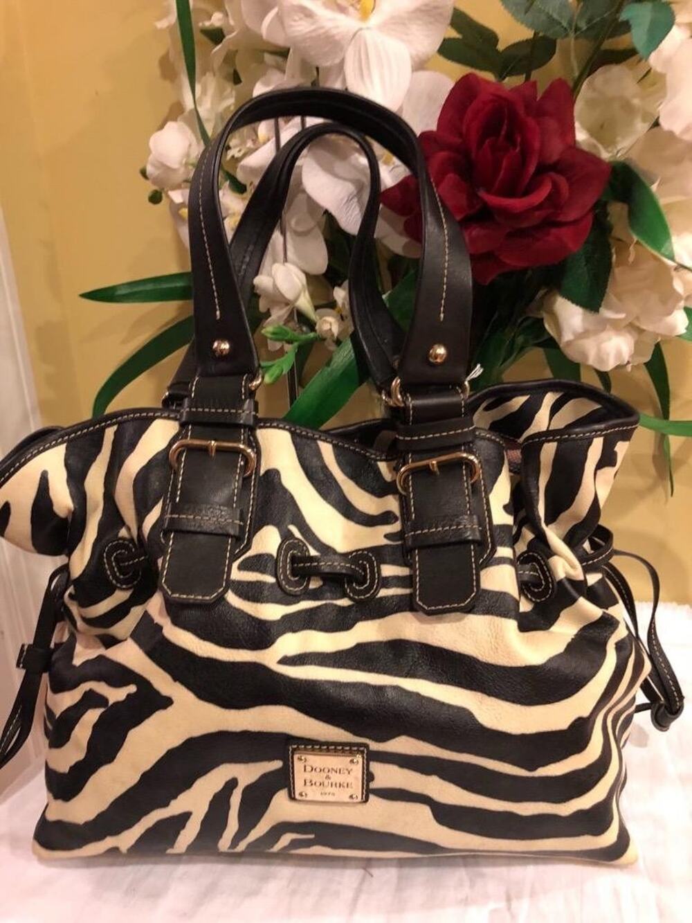 Dooney and Bourke ZEBRA CHIARA DRAWSTRING TOTE BAG PURSE (500